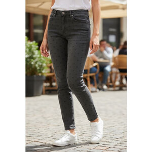 Stella McCartney Dark Grey Black Star Print Skinny Jeans Size 29